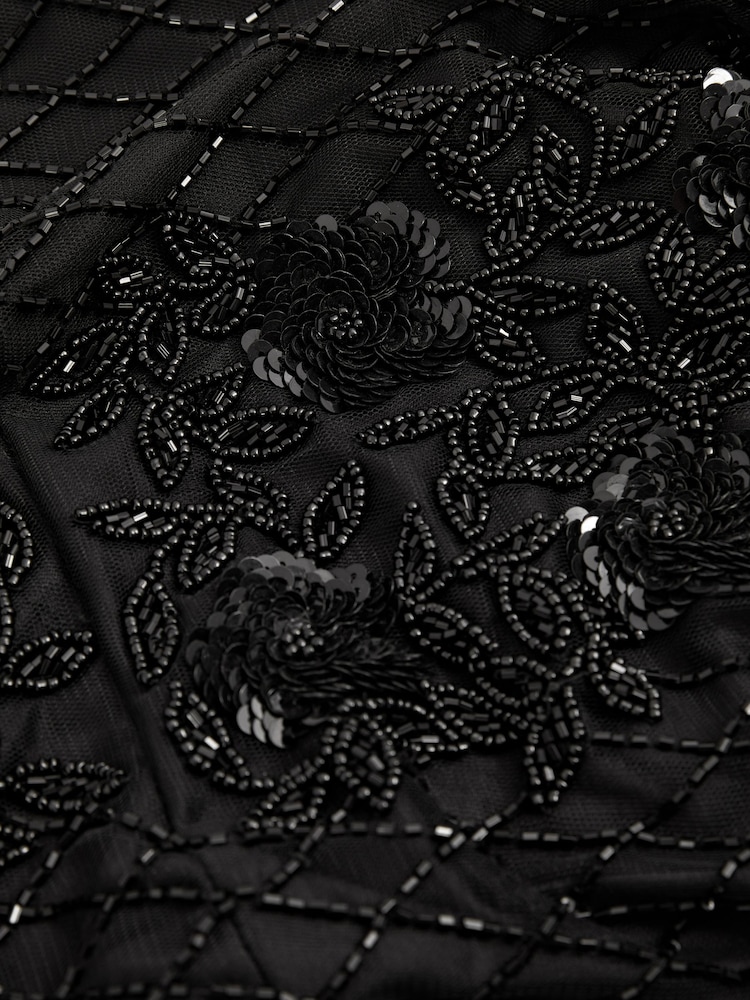 Raishma Embellished Mesh Black Maxi Dress - Image 5 of 5