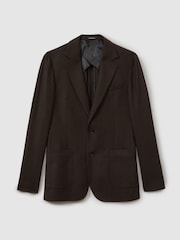 Reiss Chocolate Brown Attire Single-Breasted Wool Blend Blazer Slim Fit - Image 2 of 6
