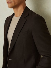 Reiss Chocolate Brown Attire Single-Breasted Wool Blend Blazer Slim Fit - Image 3 of 6
