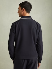 Reiss Navy/Ivory Stripe Roy Relaxed Contrast Pipe Detail Jacket - Image 4 of 6