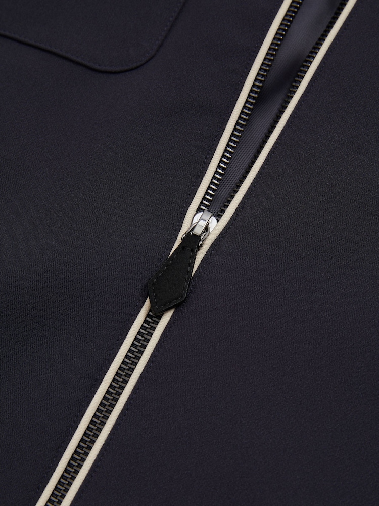 Reiss Navy/Ivory Stripe Roy Relaxed Contrast Pipe Detail Jacket - Image 6 of 6