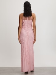 Raishma Pink Embellished Halter Neck Maxi Dress - Image 4 of 5