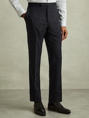 Reiss Navy Grace Wool Blend Suit Trousers in Prince of Wales Check - Image 3 of 5
