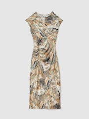 Reiss Multi Lennia Printed Jersey Midi Dress - Image 2 of 5