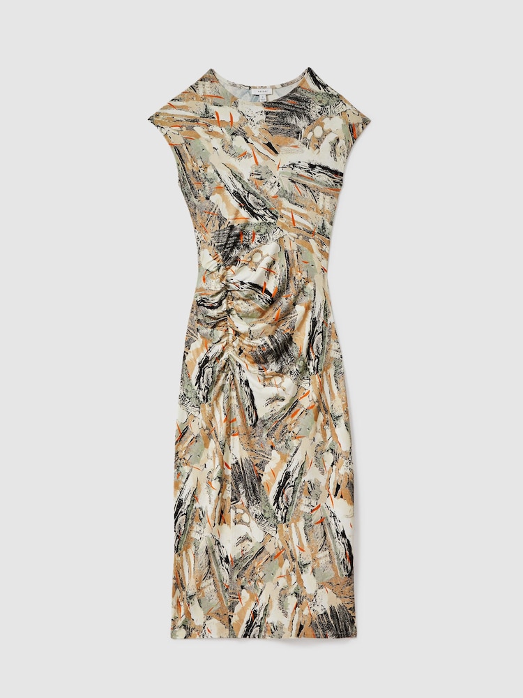 Reiss Multi Lennia Printed Jersey Midi Dress - Image 2 of 5