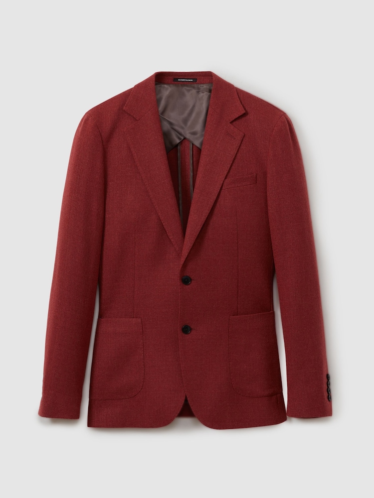 Reiss Rust Red Attire Single-Breasted Wool Blend Blazer Slim Fit - Image 2 of 7