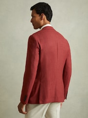 Reiss Rust Red Attire Single-Breasted Wool Blend Blazer Slim Fit - Image 4 of 7