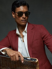 Reiss Rust Red Attire Single-Breasted Wool Blend Blazer Slim Fit - Image 5 of 7