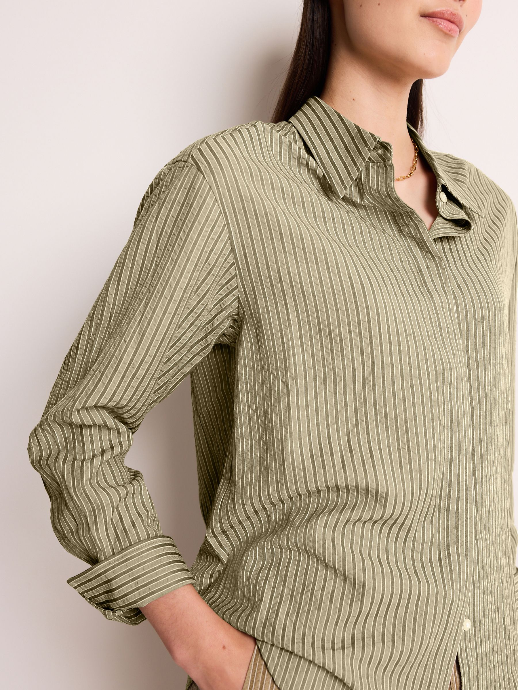 Buy Khaki Green Stripe Long Sleeve Seersucker Texture Shirt from Next  Luxembourg