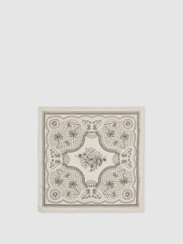 Reiss Champagne/Brown Venice Reiss | Ché Cotton Paisley Print Bandana - Image 2 of 4