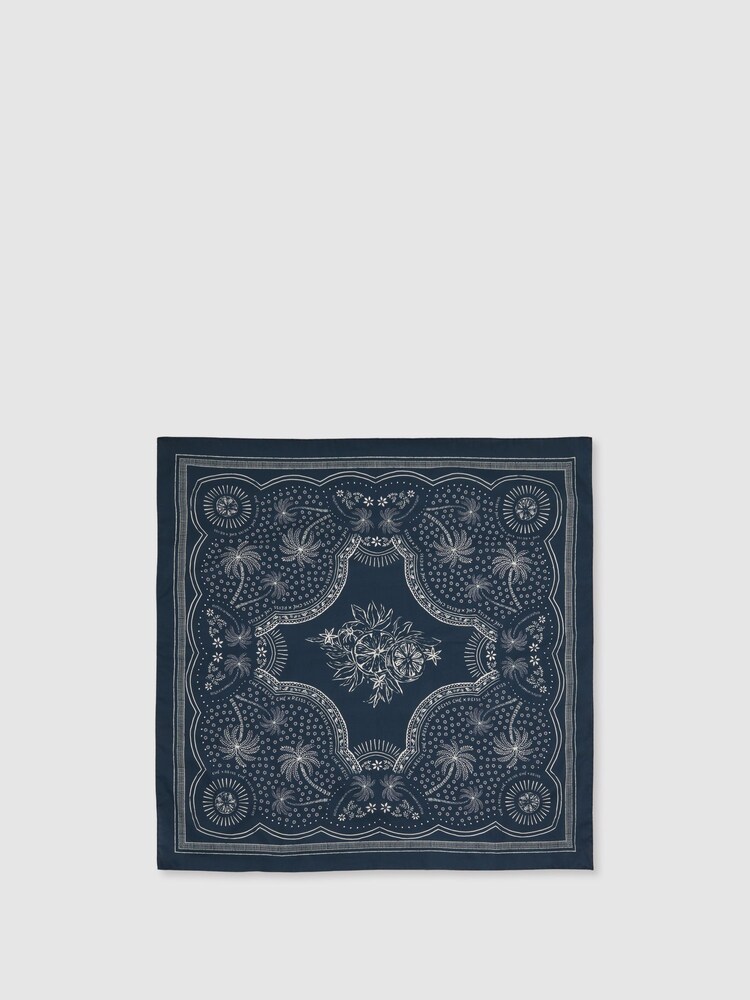 Reiss Navy/White Venice Reiss | Ché Cotton Paisley Print Bandana - Image 1 of 5 Reiss Navy/White Venice Reiss | Ché Cotton Paisley Print Bandana - Image 1 of 5