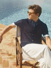 Reiss Navy/White Venice Reiss | Ché Cotton Paisley Print Bandana - Image 5 of 5