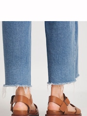 JD Williams Brown Extra Wide Fit Leather Buckle Sandals - Image 2 of 4