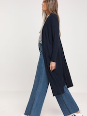 JD Williams Blue Longline Jersey Pocket Cardigan - Image 2 of 2