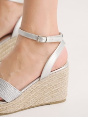 JD Williams Silver Extra Wide Fit Cross-Over Vamp Espadrilles - Image 3 of 4