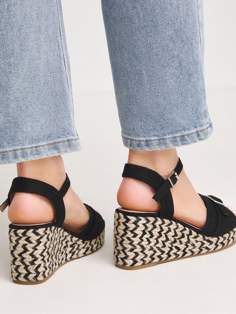 JD Williams Black Wide Fit Buckle Fastening Espadrilles - Image 2 of 4 JD Williams Black Wide Fit Buckle Fastening Espadrilles - Image 2 of 4