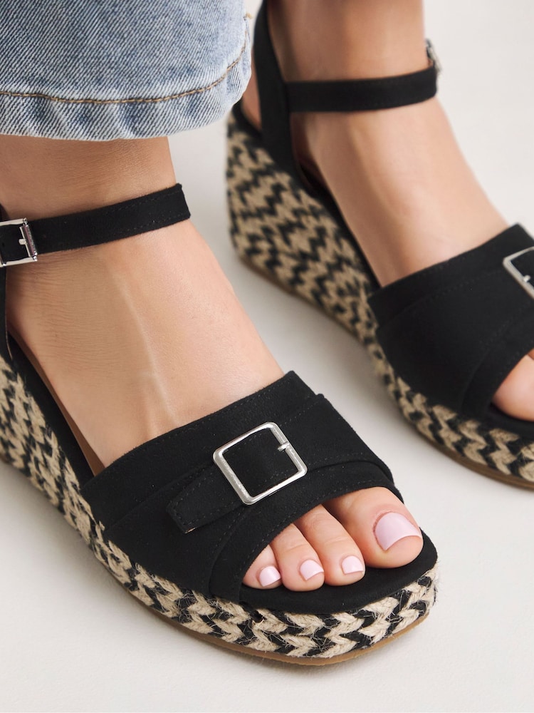 JD Williams Black Wide Fit Buckle Fastening Espadrilles - Image 4 of 4 JD Williams Black Wide Fit Buckle Fastening Espadrilles - Image 4 of 4