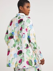 JD Williams White Printed Linen Mix Long Sleeve Shirt - Image 2 of 4