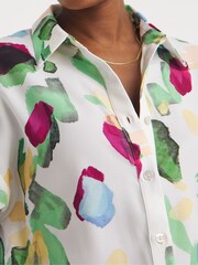 JD Williams White Printed Linen Mix Long Sleeve Shirt - Image 4 of 4