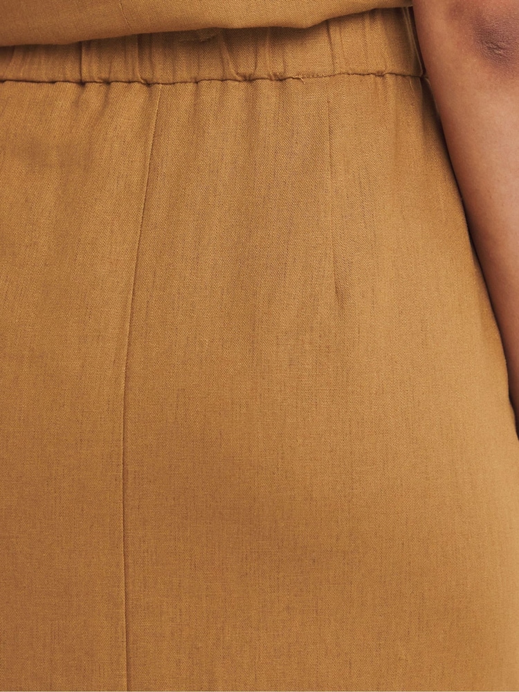 JD Williams Brown Linen Pencil Skirt - Image 4 of 4