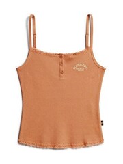 Superdry Brown Athletic Essentials Button Down Cami Top - Image 4 of 6