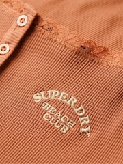 Superdry Brown Athletic Essentials Button Down Cami Top - Image 6 of 6