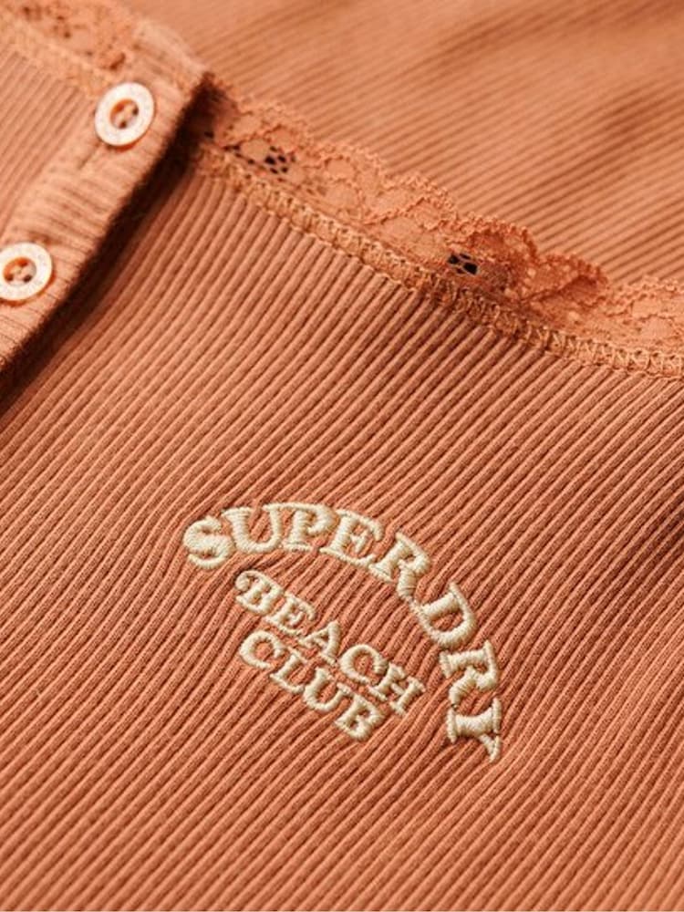 Superdry Brown Athletic Essentials Button Down Cami Top - Image 6 of 6