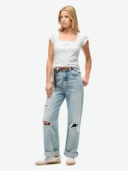 Gris - Camiseta básica con escote cuadrado de Superdry - Imagen 2 de 6
