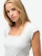 Gris - Camiseta básica con escote cuadrado de Superdry - Imagen 3 de 6