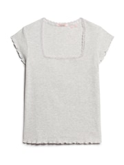 Gris - Camiseta básica con escote cuadrado de Superdry - Imagen 5 de 6