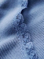 Superdry Blue Athletic Essential Lace Trim V-Neck T-Shirt - Image 3 of 6