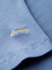 Superdry Blue Athletic Essential Lace Trim V-Neck T-Shirt - Image 4 of 6