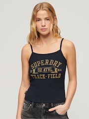 Top de tirantes de canalé con gráfico universitario Athletic de Superdry - Imagen 1 de 6