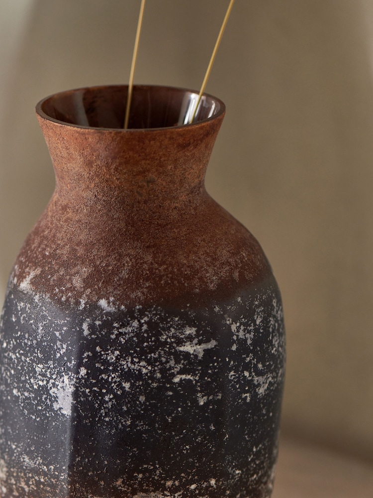 French Connection Brown Rust Effect Vase - Image 2 of 4