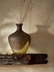 French Connection Brown & Ochre Dip Effect Vase - Image 1 of 4