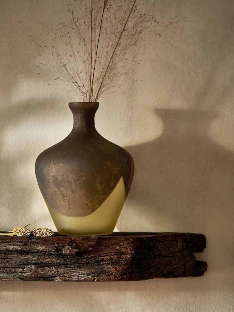 French Connection Brown & Ochre Dip Effect Vase - Image 1 of 4