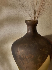 French Connection Brown & Ochre Dip Effect Vase - Image 2 of 4