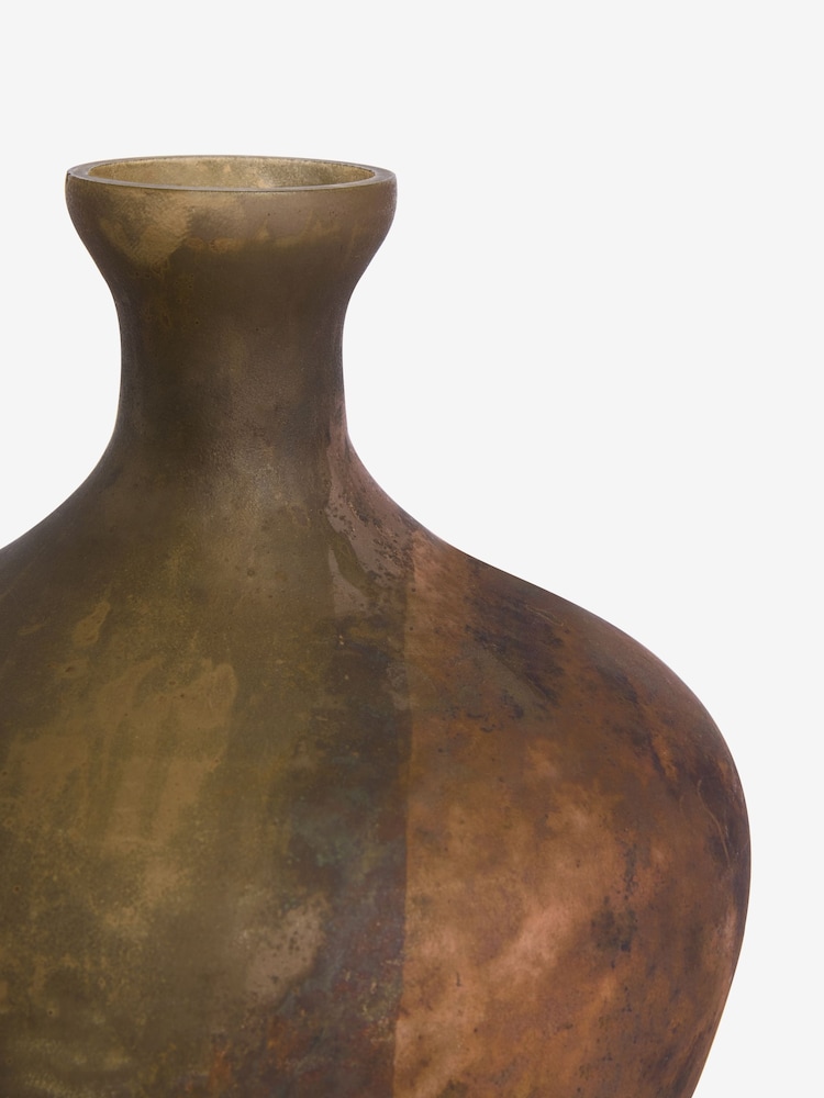 French Connection Brown & Ochre Dip Effect Vase - Image 4 of 4