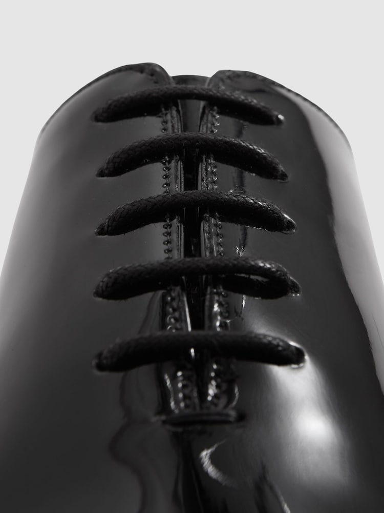 Reiss Black Mead Patent Leather Lace-Up Shoes - Image 5 of 5 Reiss Black Mead Patent Leather Lace-Up Shoes - Image 5 of 5
