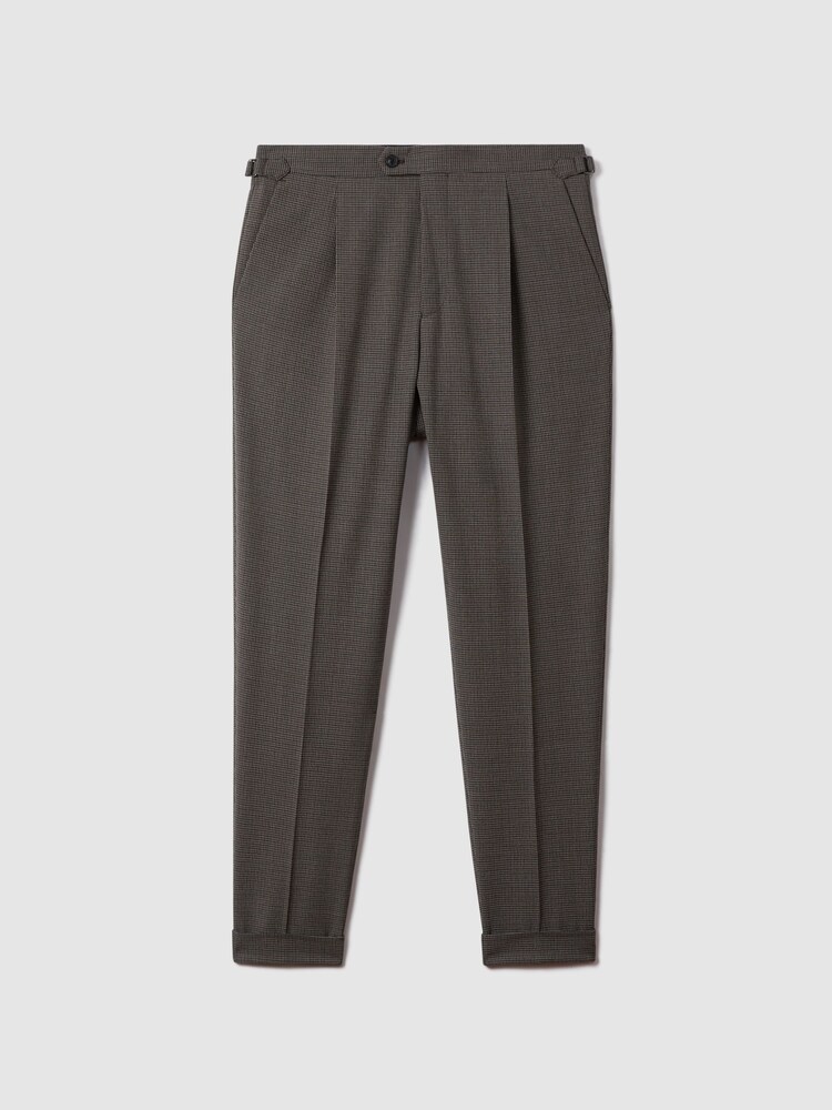Reiss Brown Rumble Slim Fit Wool Blend Puppytooth Trousers - Image 2 of 6