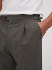 Reiss Brown Rumble Slim Fit Wool Blend Puppytooth Trousers - Image 4 of 6