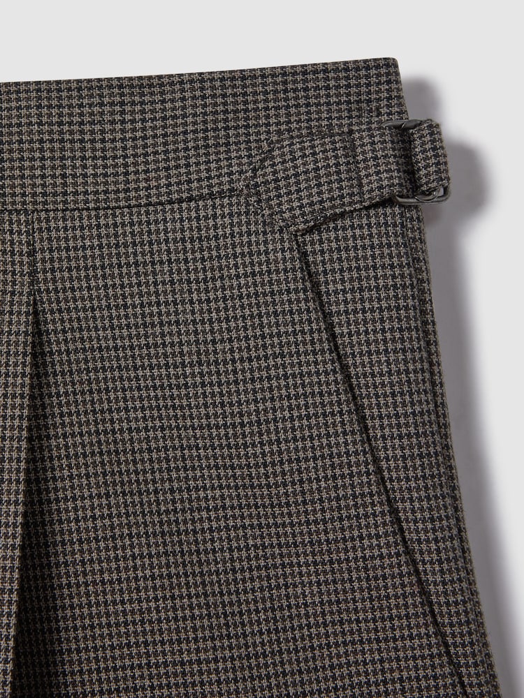 Reiss Brown Rumble Slim Fit Wool Blend Puppytooth Trousers - Image 6 of 6