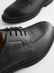 Black Tumbled Leather Apron Shoes - Image 5 of 7
