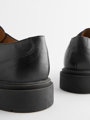Black Tumbled Leather Apron Shoes - Image 7 of 7