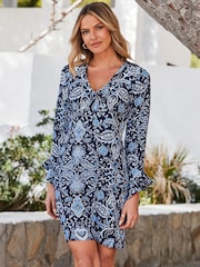 Sosandar Blue Floral Satin Cowl Neck Maxi Dress - Image 3 of 5