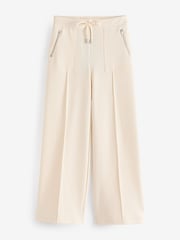 Sosandar Cream Super Soft Wide Leg Trousers With Pockets - Image 6 of 6