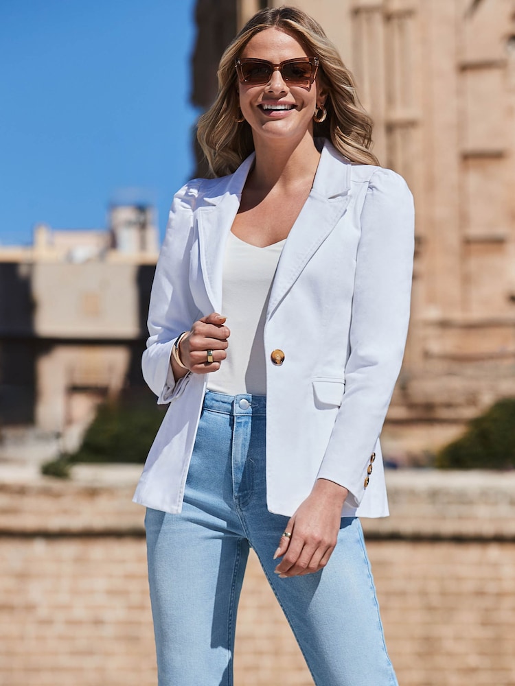 Sosandar White Luxe Blazer - Image 2 of 5 Sosandar White Luxe Blazer - Image 2 of 5