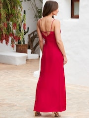Sosandar Pink Linen Blend Maxi Dress - Image 3 of 4