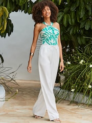 Sosandar White Relaxed Fit Petite Wide Leg Trousers - Image 2 of 4
