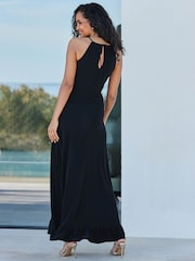 Sosandar Vestido Halter longo de jersey com decote franzido frontal - Imagem 6 de 9